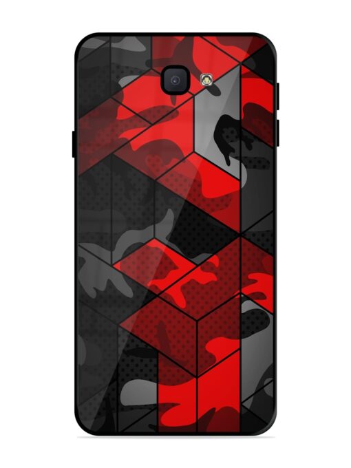 Royal Red Camouflage Pattern Glossy Metal Phone Cover for Samsung Galaxy J7 Prime