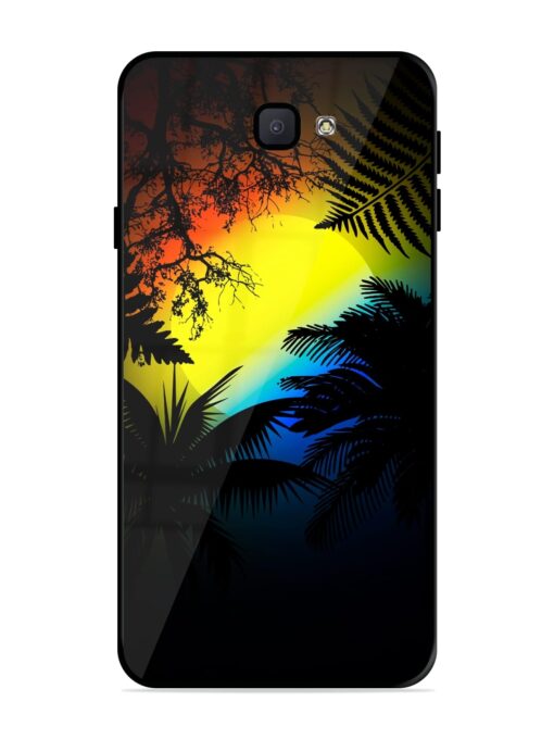 Colorful Sunset With Palm Trees Glossy Metal Phone Cover for Samsung Galaxy J7 Prime