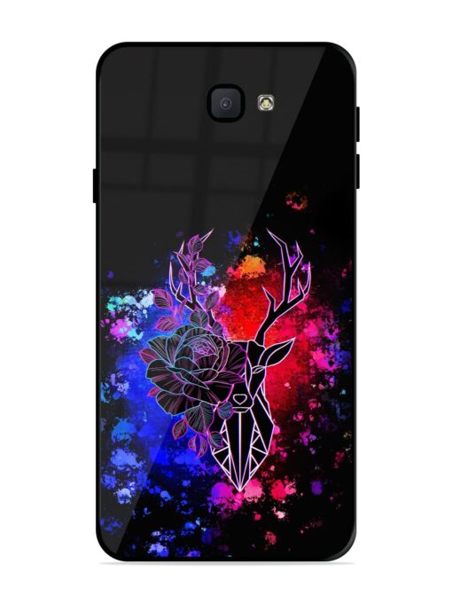 Floral Deer Art Glossy Metal Phone Cover for Samsung Galaxy J7 Prime