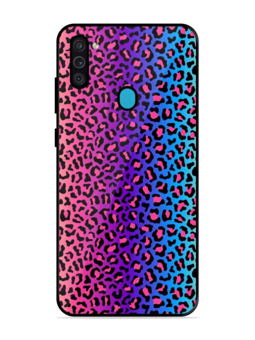 Colorful Leopard Seamless Glossy Metal Phone Cover for Samsung Galaxy M11