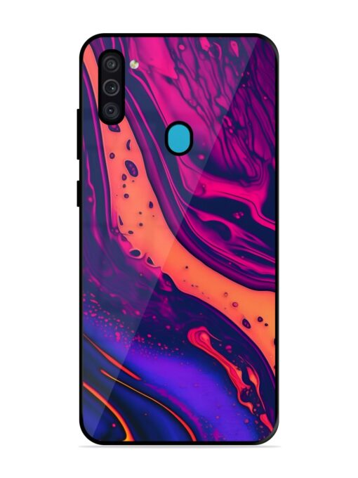 Fluid Blue Pink Art Glossy Metal Phone Cover for Samsung Galaxy M11