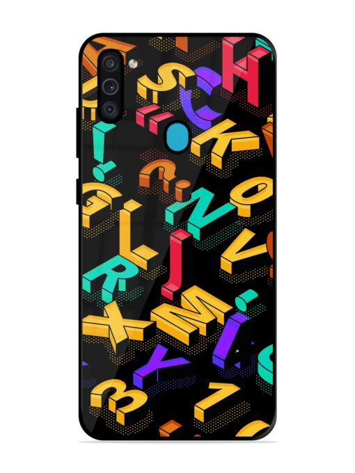 Seamless Pattern With Letters Glossy Metal Phone Cover for Samsung Galaxy M11 Zapvi