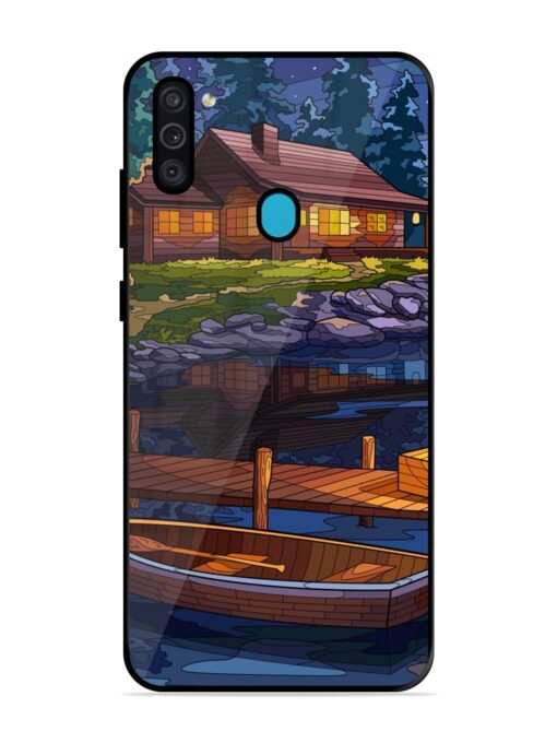 Village Night Scene Glossy Metal Phone Cover for Samsung Galaxy M11