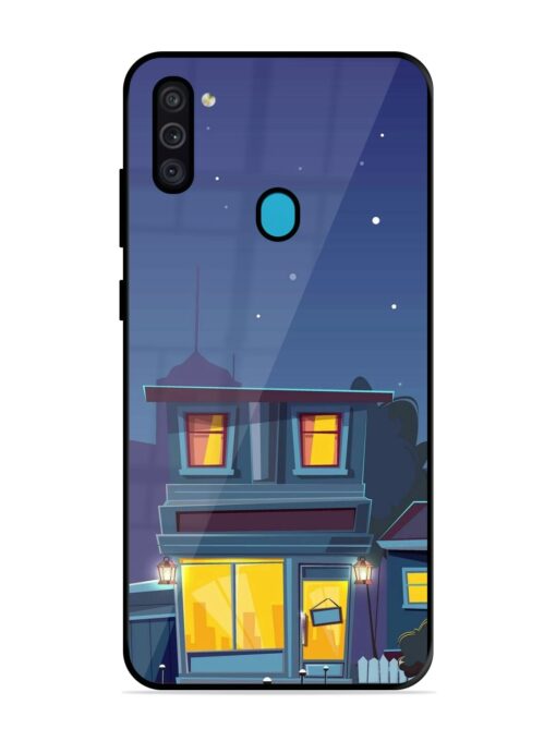 Vector Night House Glossy Metal Phone Cover for Samsung Galaxy M11