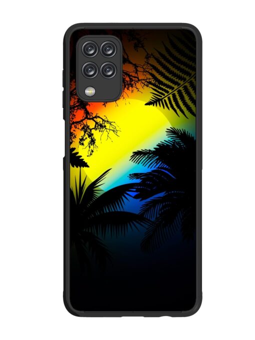 Colorful Sunset With Palm Trees Glossy Metal Phone Cover for Samsung Galaxy M12