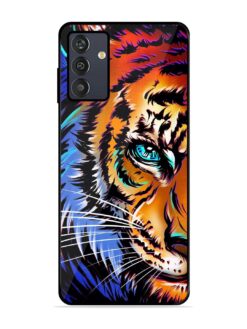 Colorful Lion Art Glossy Metal Phone Cover for Samsung Galaxy M13 (4G)