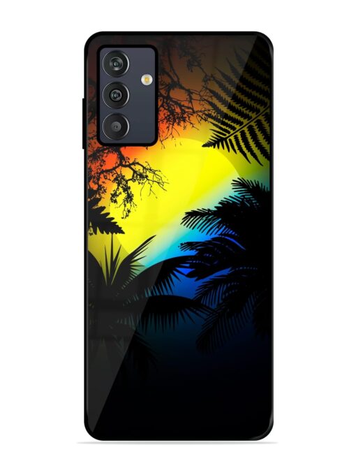 Colorful Sunset With Palm Trees Glossy Metal Phone Cover for Samsung Galaxy M13 (4G) Zapvi