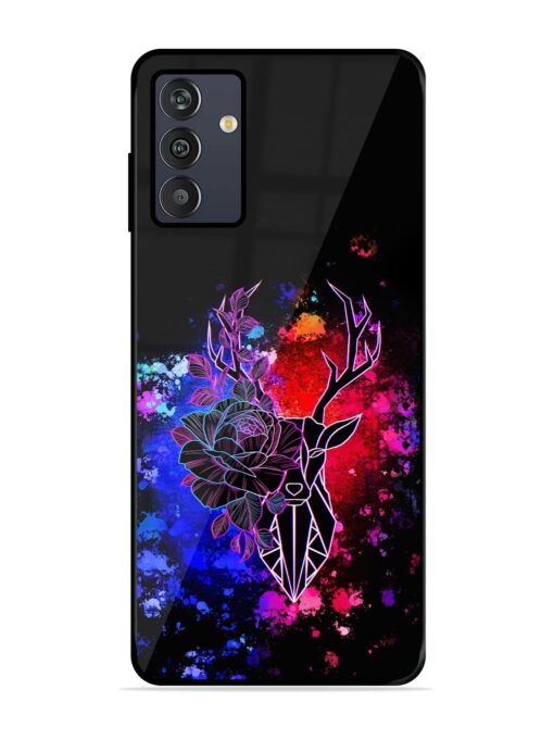 Floral Deer Art Glossy Metal Phone Cover for Samsung Galaxy M13 (4G)