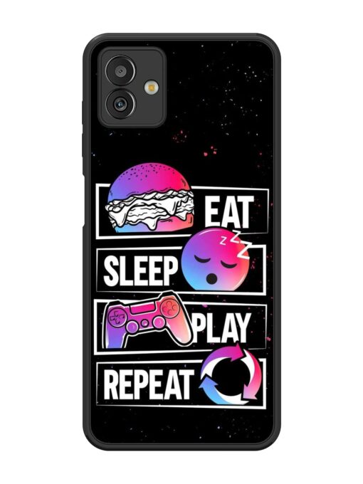 Eat Sleep Play Repeat Glossy Metal Phone Cover for Samsung Galaxy M13 (5G) Zapvi