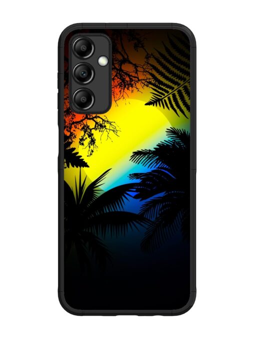 Colorful Sunset With Palm Trees Glossy Metal Phone Cover for Samsung Galaxy M14 (5G) Zapvi