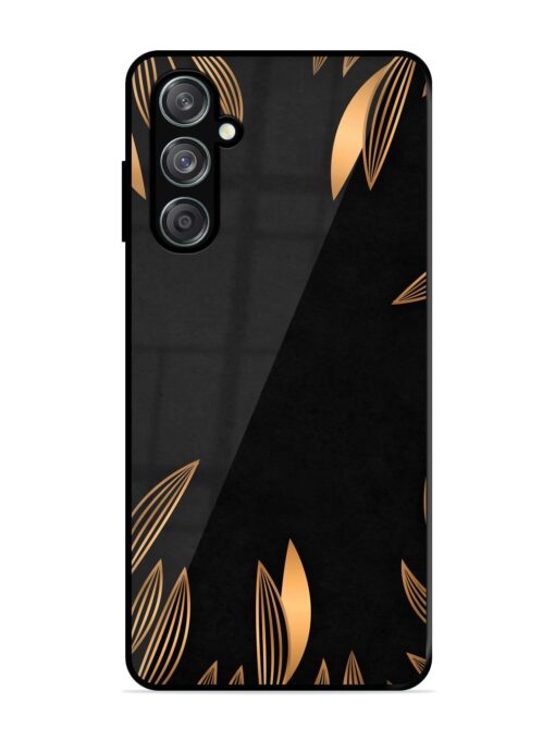 Golden Leaf Pattern Glossy Metal Phone Cover for Samsung Galaxy M15 (5G) Zapvi