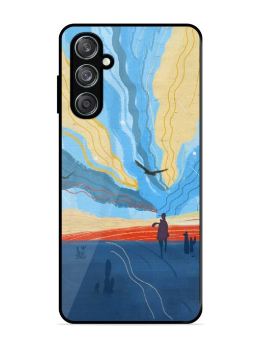 Minimal Abstract Landscape Glossy Metal Phone Cover for Samsung Galaxy M15 (5G) Zapvi