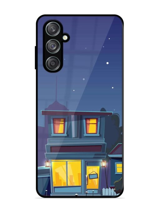 Vector Night House Glossy Metal Phone Cover for Samsung Galaxy M15 (5G) Zapvi