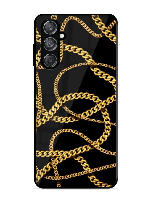 Decorative Golde Chain Glossy Metal Phone Cover for Samsung Galaxy M15 (5G)