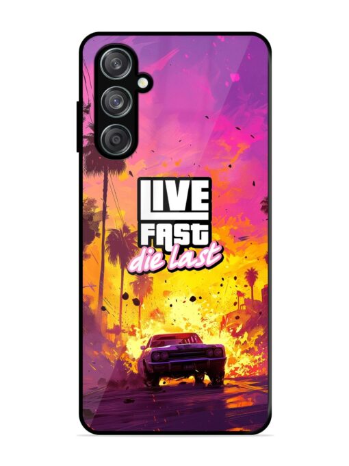 Live Fast Glossy Metal Phone Cover for Samsung Galaxy M15 (5G) Zapvi