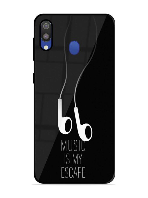 Music Is My Escape Glossy Metal Phone Cover for Samsung Galaxy M20 Zapvi