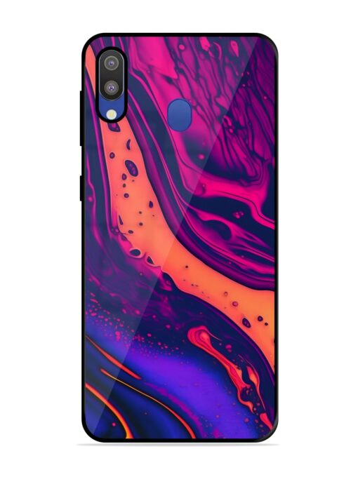 Fluid Blue Pink Art Glossy Metal Phone Cover for Samsung Galaxy M20