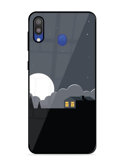 Full Moon Vector Art Glossy Metal Phone Cover for Samsung Galaxy M20