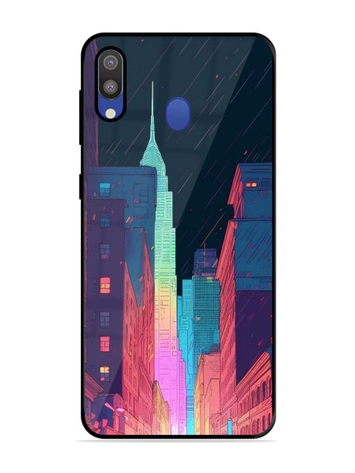 Minimal City Art Glossy Metal Phone Cover for Samsung Galaxy M20 Zapvi