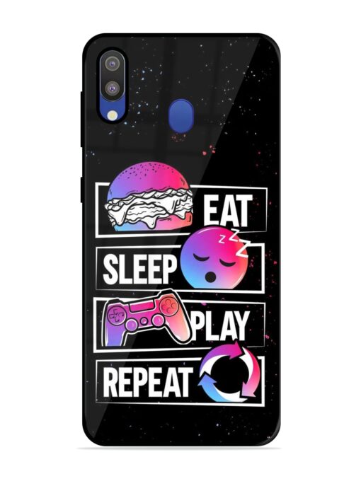 Eat Sleep Play Repeat Glossy Metal Phone Cover for Samsung Galaxy M20