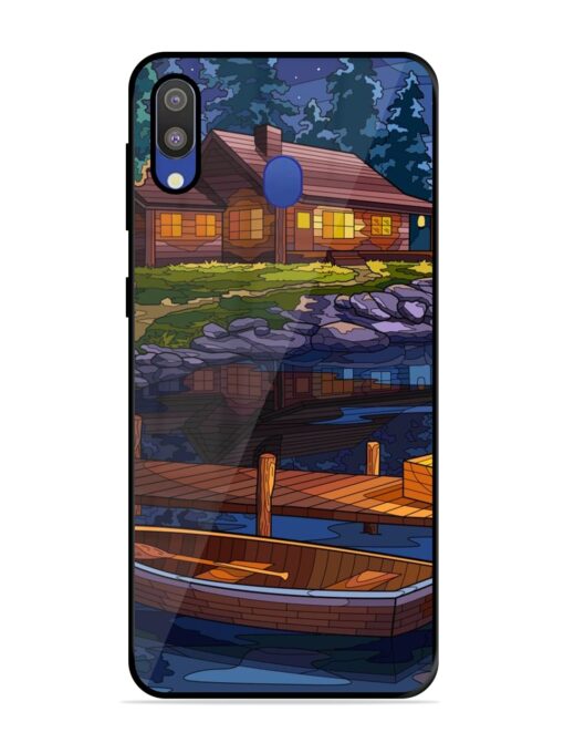 Village Night Scene Glossy Metal Phone Cover for Samsung Galaxy M20 Zapvi