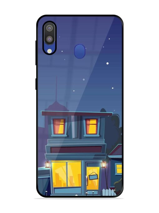 Vector Night House Glossy Metal Phone Cover for Samsung Galaxy M20