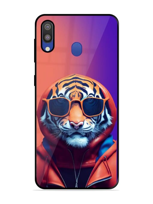 Tiger Animation Glossy Metal Phone Cover for Samsung Galaxy M20 Zapvi