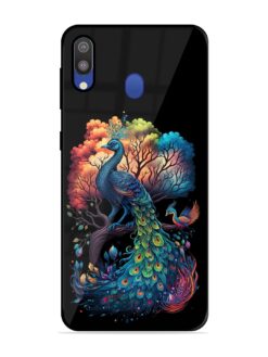 Peacock Tree Art Glossy Metal Phone Cover for Samsung Galaxy M20