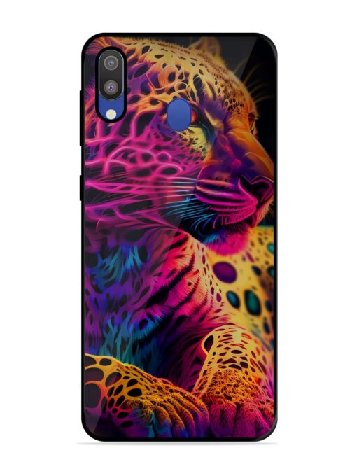 Leopard Art Glossy Metal Phone Cover for Samsung Galaxy M20 Zapvi