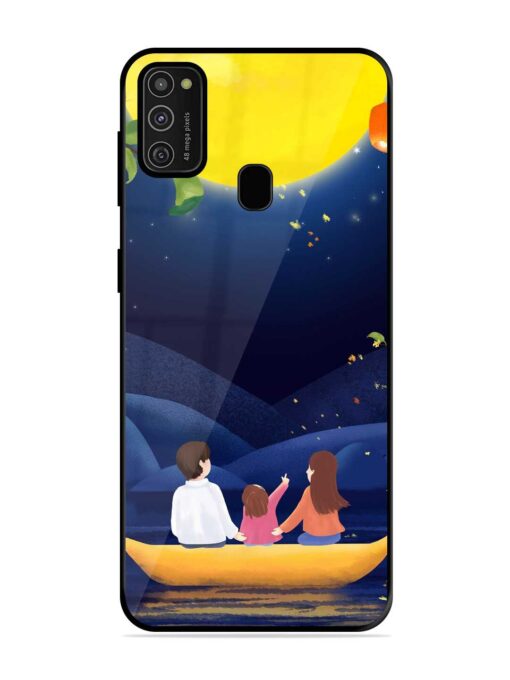 Happy Family And Beautiful View Glossy Metal Phone Cover for Samsung Galaxy M21 (2021) Zapvi