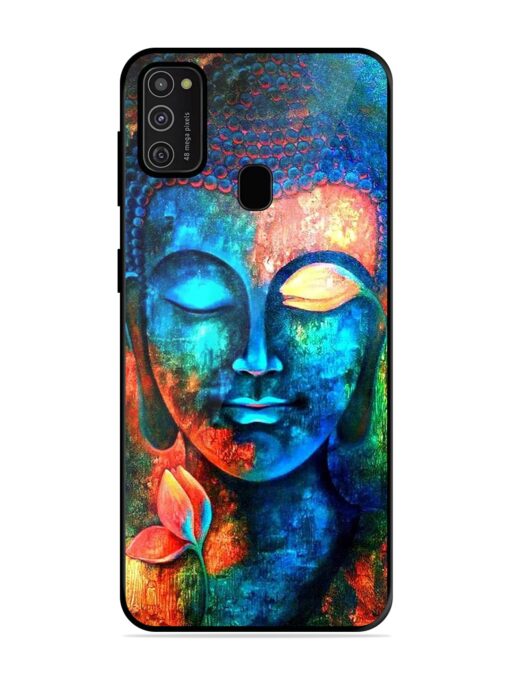 Buddha Painting Glossy Metal Phone Cover for Samsung Galaxy M21 (2021)