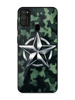 Indian Army Star Design Glossy Metal Phone Cover for Samsung Galaxy M21 (2021)