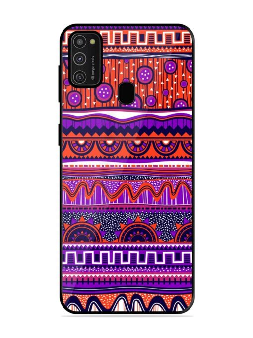 Ethnic Seamless Pattern Glossy Metal TPU Phone Cover for Samsung Galaxy M21 (2021)