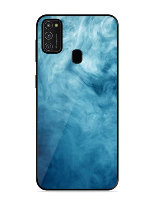 Blue Smoke Art Glossy Metal Phone Cover for Samsung Galaxy M21 (2021)