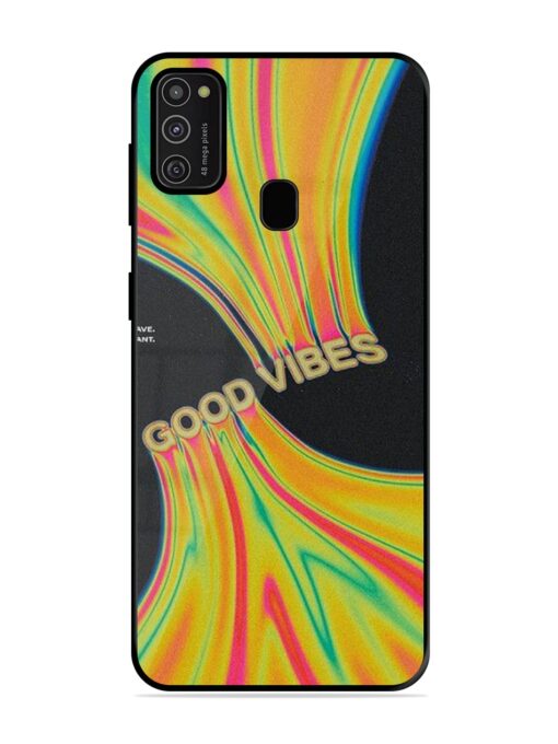 Good Vibes Glossy Metal Phone Cover for Samsung Galaxy M21 (2021)