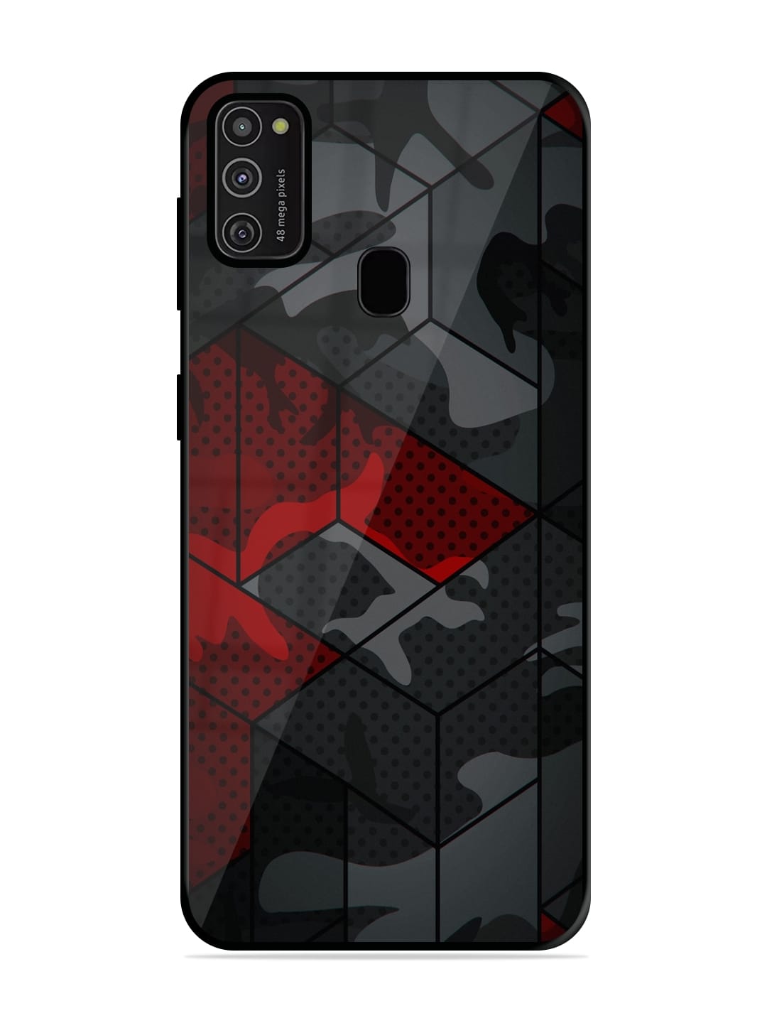 Buy Red And Grey Pattern Glossy Metal Phone Cover for Samsung - Main Image