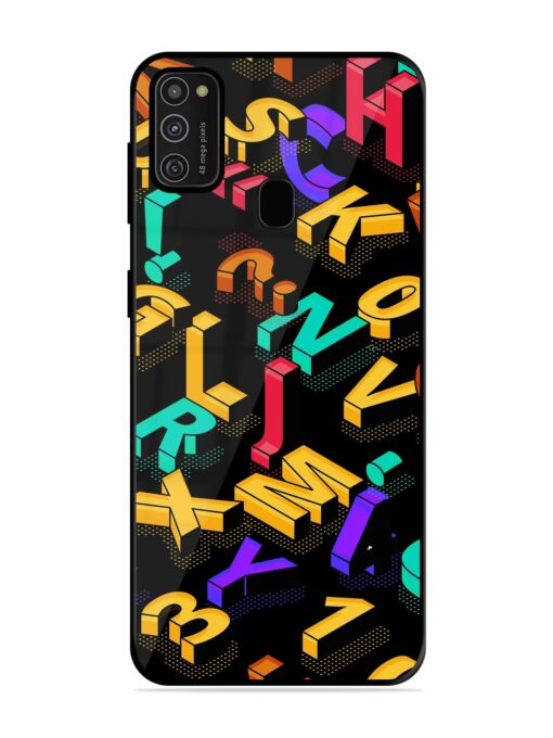 Seamless Pattern With Letters Glossy Metal Phone Cover for Samsung Galaxy M21 (2021)