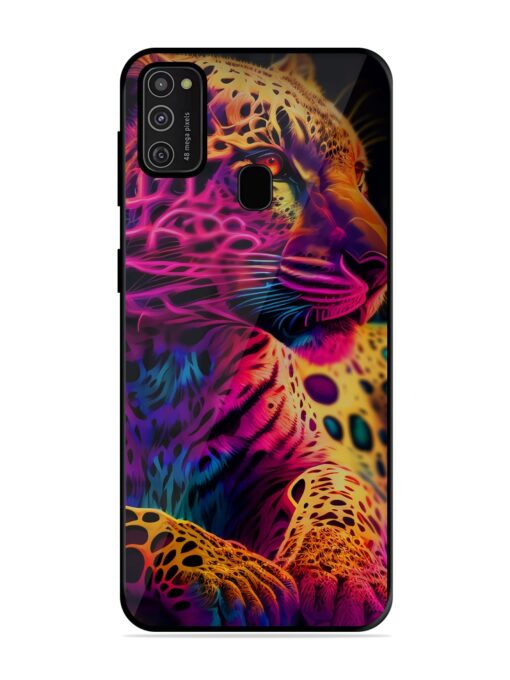 Leopard Art Glossy Metal Phone Cover for Samsung Galaxy M21 (2021) Zapvi