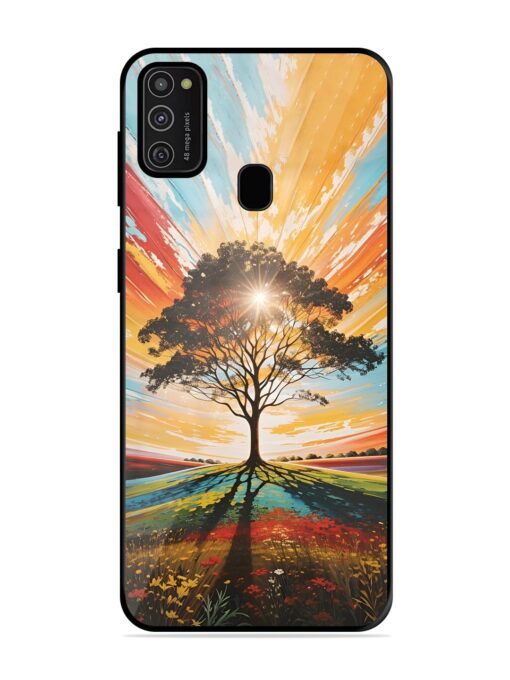 Abstract Tree Colorful Art Glossy Metal Phone Cover for Samsung Galaxy M21 (2021) Zapvi