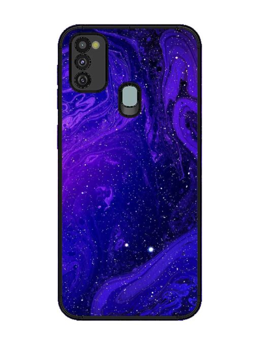 Galaxy Acrylic Abstract Art Glossy Metal Phone Cover for Samsung Galaxy M21 (4G)