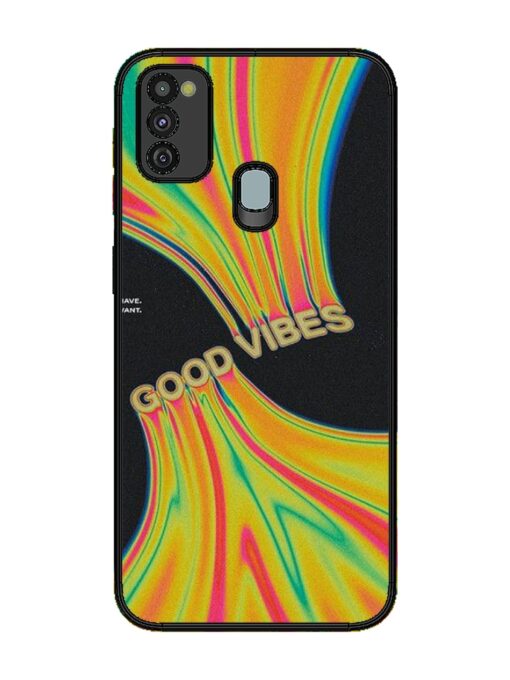 Good Vibes Glossy Metal Phone Cover for Samsung Galaxy M21 (4G)