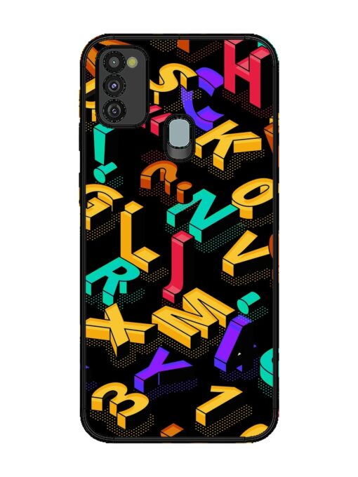 Seamless Pattern With Letters Glossy Metal Phone Cover for Samsung Galaxy M21 (4G)