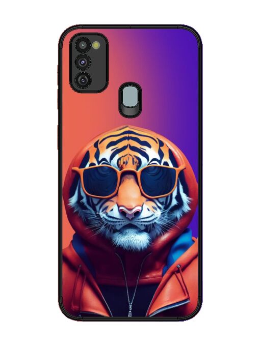 Tiger Animation Glossy Metal Phone Cover for Samsung Galaxy M21 (4G)