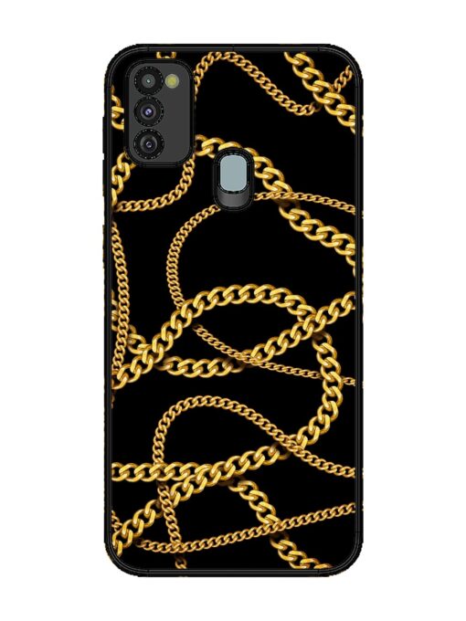 Decorative Golde Chain Glossy Metal Phone Cover for Samsung Galaxy M21 (4G)