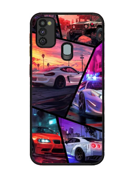 Ride In Pixels Glossy Metal Phone Cover for Samsung Galaxy M21 (4G)