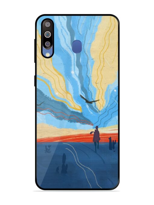 Minimal Abstract Landscape Glossy Metal Phone Cover for Samsung Galaxy M30 Zapvi