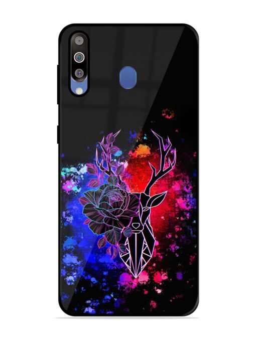 Floral Deer Art Glossy Metal Phone Cover for Samsung Galaxy M30