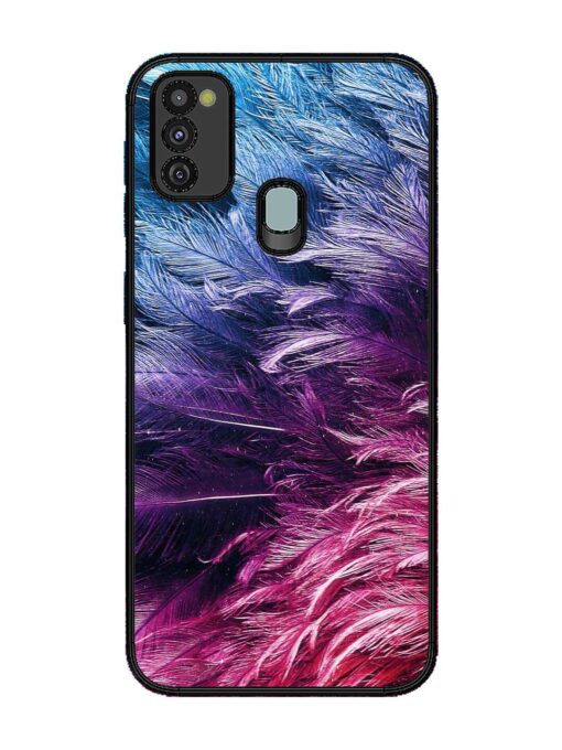 Light Grey Feather Background Glossy Metal Phone Cover for Samsung Galaxy M30S Zapvi