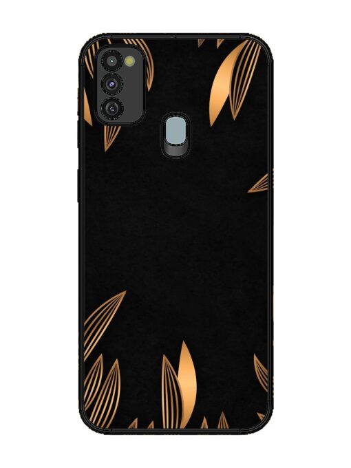 Golden Leaf Pattern Glossy Metal Phone Cover for Samsung Galaxy M30S