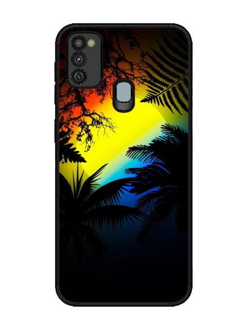 Colorful Sunset With Palm Trees Glossy Metal Phone Cover for Samsung Galaxy M30S